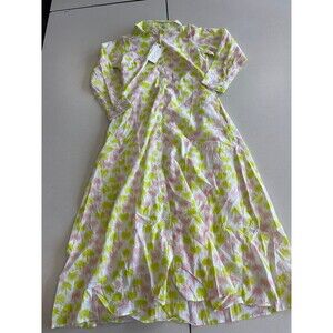 NWT Marea Long Sleeve Midi Shirt Dress Golden Hour Pink Yellow XS